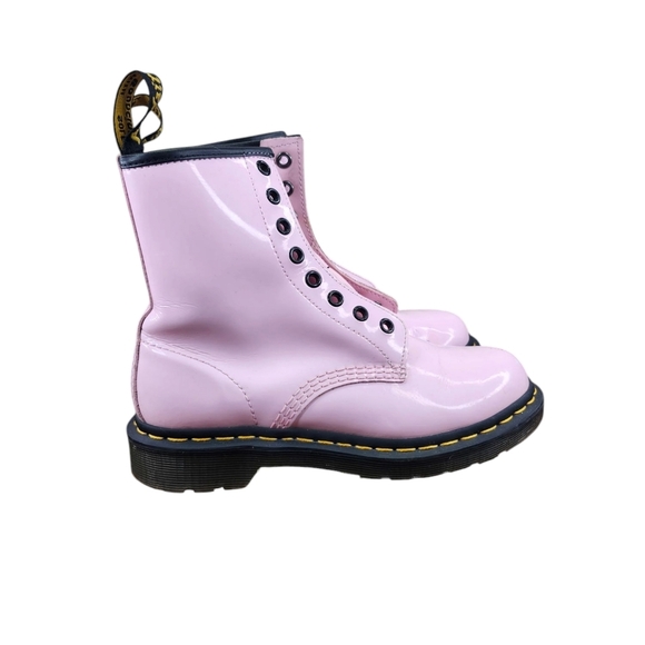Dr. Martens 1460 Patent Leather Boots in Pale Pink - Picture 3 of 11